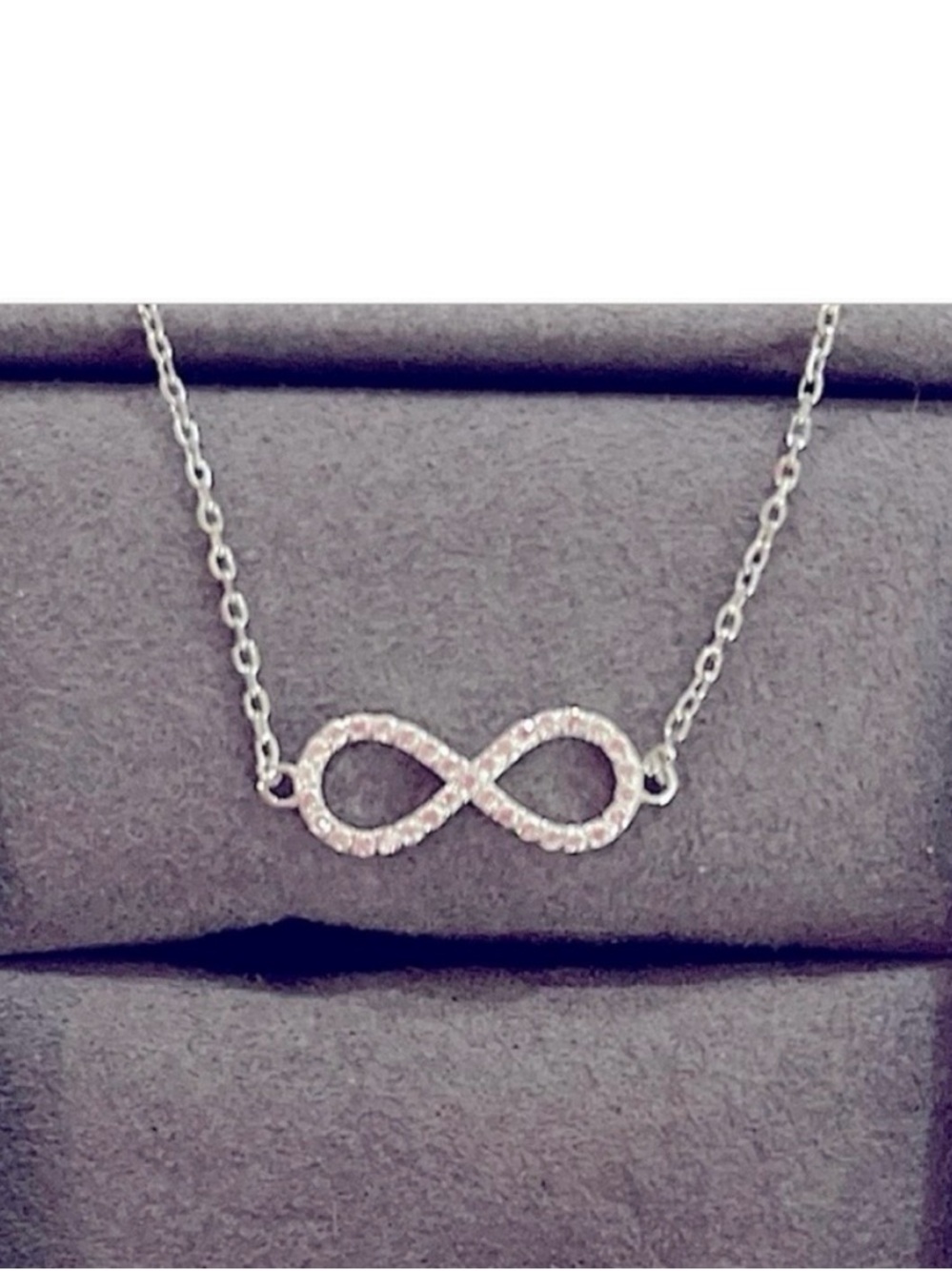 NWOT-Sterling Silver Infinity Necklace with CZ Stones Size: 16" with 2" extender